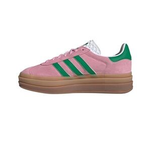 Almost brand new pink and green Adidas Gazelle Bold, size 7.